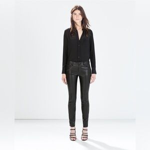 Zara Black Faux Leather Skinny Leg Size Large